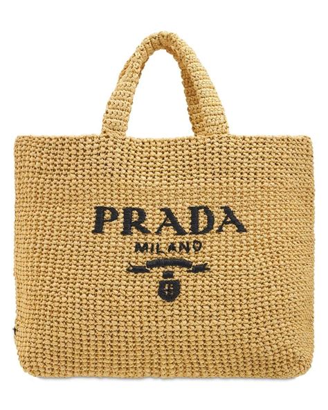 Sac en paille moyen Prada Double.